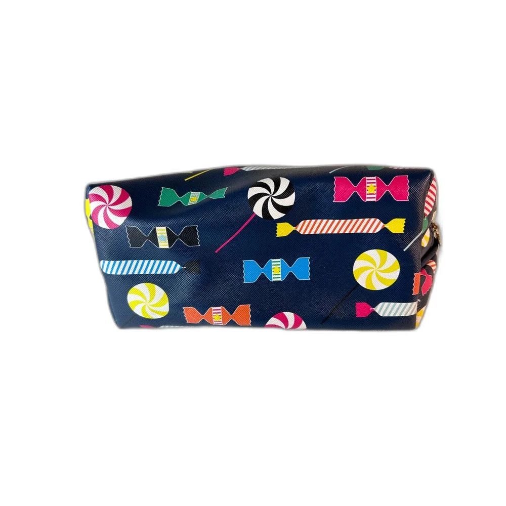 Dabney Lee NWOT Navy Multicolor Candy Print Zip Top Cosmetic Bag